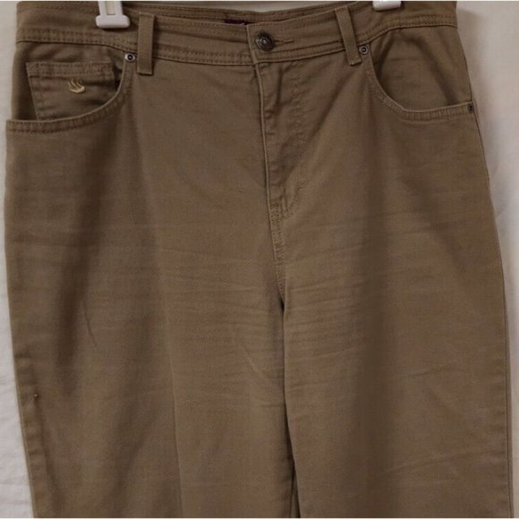 Gloria Vanderbilt Sz 12 Brown High Waist Straight Leg Stretch Logo Jeans 32X31 - Picture 3 of 10